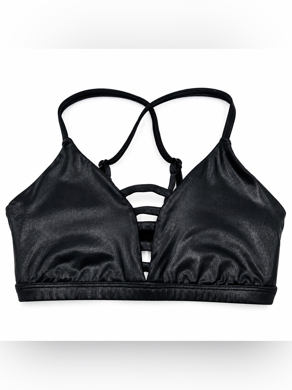 Buffbunny Collection Sports Bra Women size S Black Strappy Cutout workout